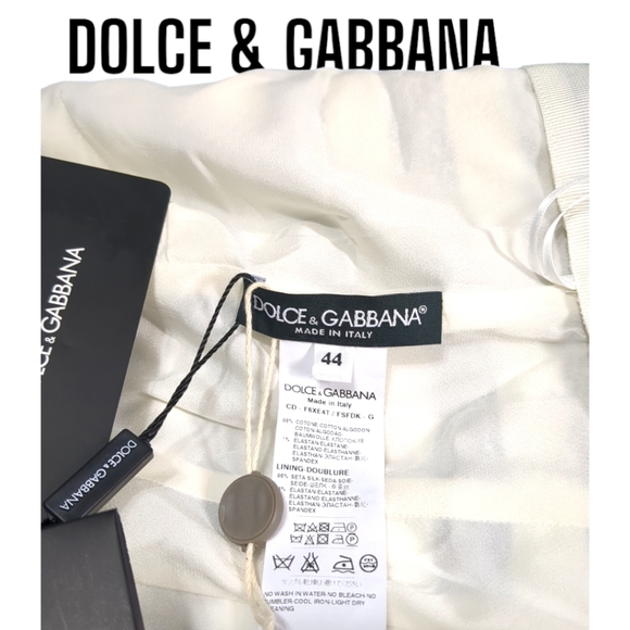 *New*DOLCE & GABBANA Striped Blue & White Open Black Flare Dress Italian Size 44 - Picture 6 of 17